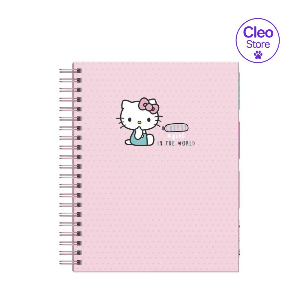 Cuaderno Cuadriculado Anillado Dgraf A4 Hello Kitty Tapa Dura Surtido 160 Hojas