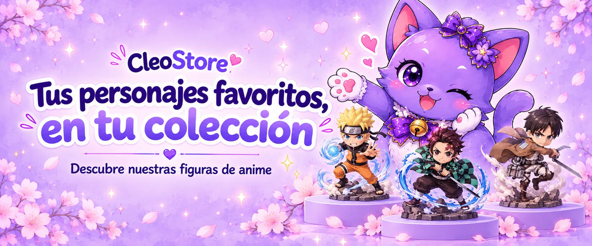 Cleo junto a figuras de Naruto, Tanjiro y Eren: Tus personajes favoritos, en tu colección